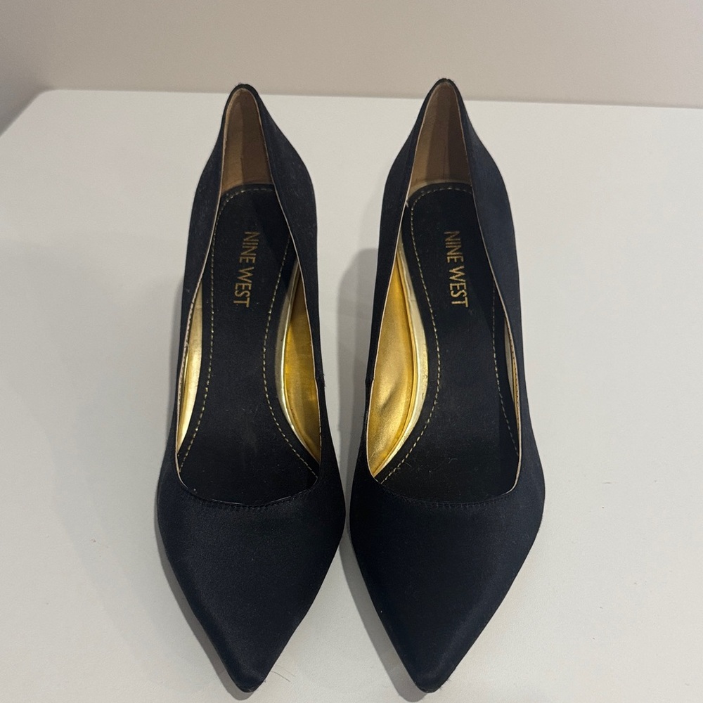 Nine West Black Heels with Gold Interior